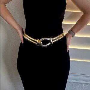Vintage Alexis Kirk Sculptural Mixed Metal Statement Belt 1980s Designer
